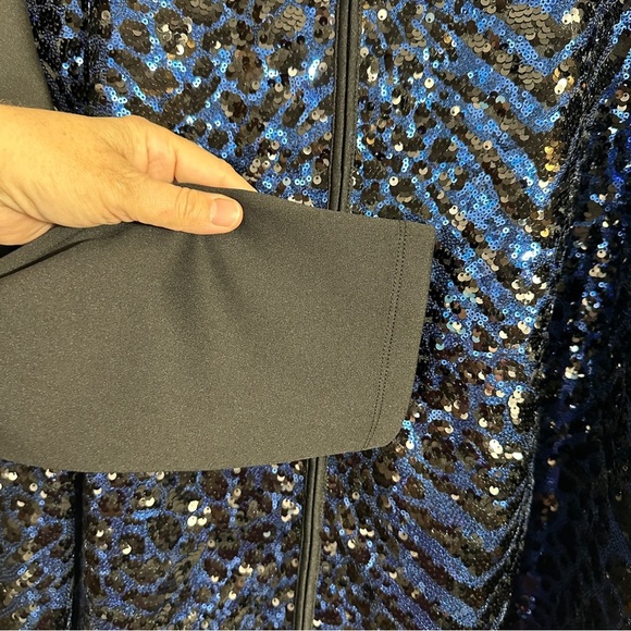 NEW Bob Mackie Wearable Art 3X jacket, blue sequin front, evening, sparkle - Picture 6 of 12